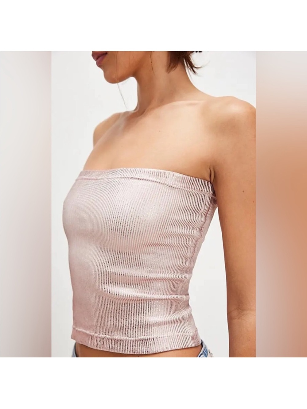 Intimately Free People Carrie Foil Tube Top in Ballet Combo Size Medium New